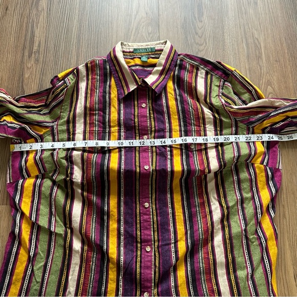 Lauren Ralph Lauren Womens Multicolor Striped Button Shirt 2X Cotton Long Sleeve - Picture 5 of 7
